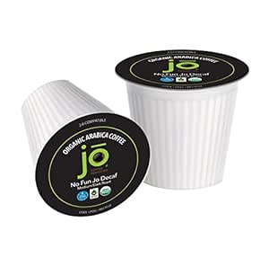 NO FUN JO DECAF: 96 Cups, Organic Medium Dark Roast Swiss Water Process Coffee for Keurig K-Cup Compatible Brewers, Fresh Seal Single Serve Cups, Fair Trade Certified, Kosher, Non-GMO, Gluten Free