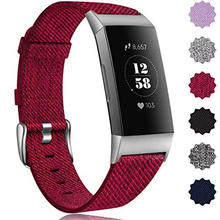 Maledan Bands Compatible with Fitbit Charge 3 & Charge 3 SE Fitness Activity Tracker for Women Men, Breathable Woven Fabric Replacement Accessory Strap