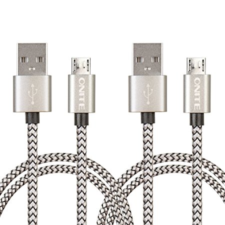 Onite Braided Micro USB Data Charger Cable for LG Tribute HD Stylo 2 3 K7 K8, Samsung Galaxy J7 J5 S7 S6 S5, Note 3 4 5, Moto E G, Sony Xperia XA Ultra, BLU R1 HD Advance 5.0 (2x3.3ft/1m, Gray-Black)