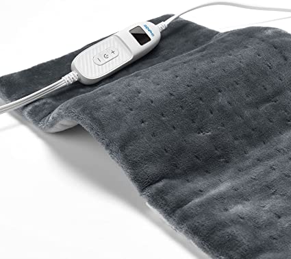 RENPHO Large Heating Pad for Back Relief, 12"x24'' Weighted Heating Pad for Neck, Back and Shoulders, Fast-Heating with 10 Temperature Settings, Auto Shut Off Available, ETL Certified-Gray