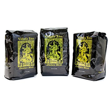 Valhalla Java Whole Bean Coffee Bundle Deal, Fair Trade and USDA Certified Organic, 3-Pack