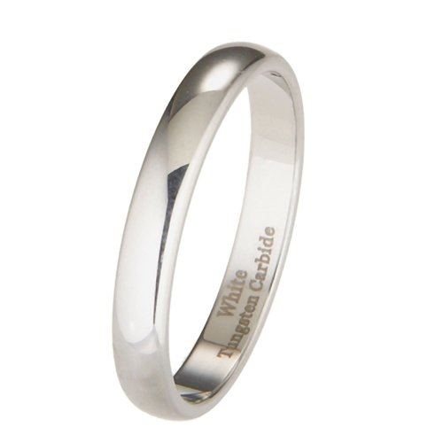 3mm White Tungsten Carbide Polished Classic Wedding Ring