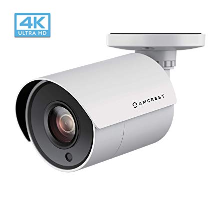 Amcrest UltraHD 4K Bullet Outdoor Security Camera, 4K (8-Megapixel), 100ft Night Vision, Plastic Housing, 3.6mm Lens 87° Wide Angle, White (AMC4KBC36P-W)