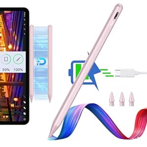 ESR Stylus Pen for iPad, iPad Pencil (2 Generation) with Magnetic Wireless Charging, Digital Pencil Pro, Tilt Sensitivity, Palm Rejection for iPad Pro 12.9/11, iPad Air 5/4, iPad Mini-6, Pink