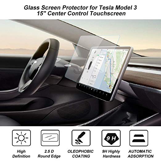 Tempered Glass Screen Protector Design for Tesla Model 3 P50 P65 P80 P80D 15" Center Control Touchscreen Car Navigation Touch Screen Protector, Oleophobic Coating Against Fingerprints, Smudges, Sweat