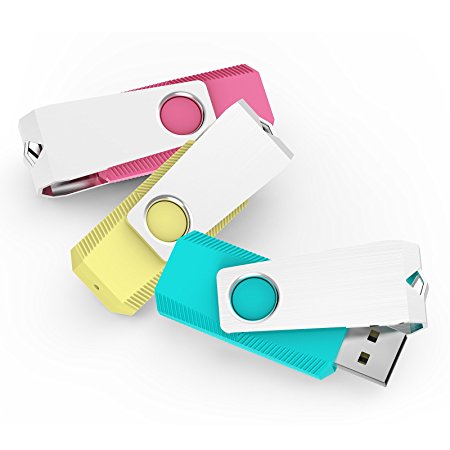 KEXIN 3PACK 32GB USB Memory Stick USB Pen drive 2.0 Multi-Color-Yellow,Pink,Cyan …