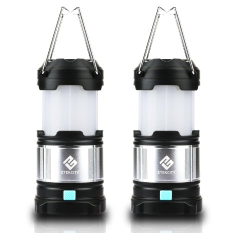 Etekcity 2 Pack Rechargeable LED Camping Lantern Flashlights and 4400mah USB Power Bank Black