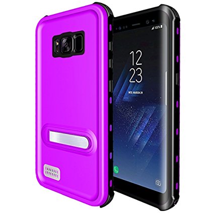 Galaxy S8 Waterproof Case,Underwater Cover Full Body Protective Shockproof Snowproof Dirtproof IP68 Certified Waterproof Case for Samsung Galaxy S8 (Purple)