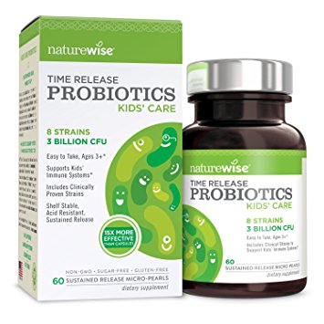 Kids Care, Probiotics, Time Release, 3 Billion CFU - NatureWise (60 Micro-Pearls)