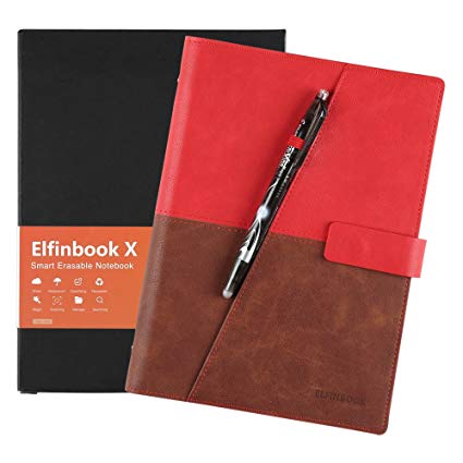 [2018 Upgraded] Newest Version Business Elfinbook Smart Notebook 3.0, Cloud Storage, Evernote Storage, Mind Map, Reusable Notebook, Pilot FriXion Pen,110 Pages A5, 5.8 x 8.6-inch,Nobel Red