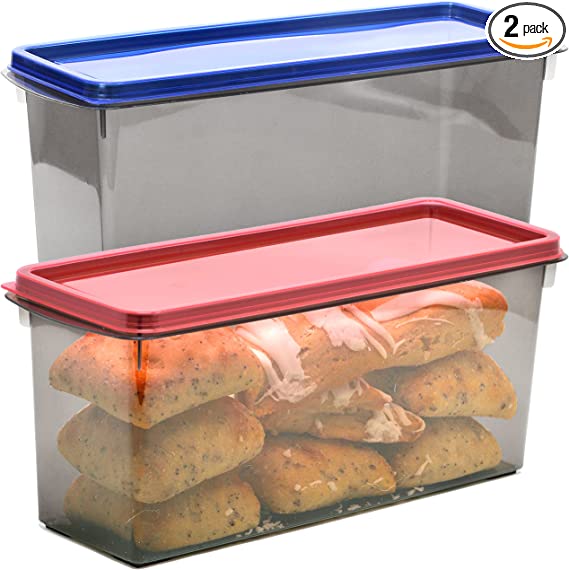 Youngever 2 Pack Plastic Bread Container, Bread Storage Containers, Food Storage Containers