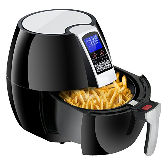 ZENY 3.5L/ 3.7QT 1500W LCD Display Screen Electric Air Fryer Cooker w/ 8 Cooking Settings, Auto Shut off & Timer (Black)