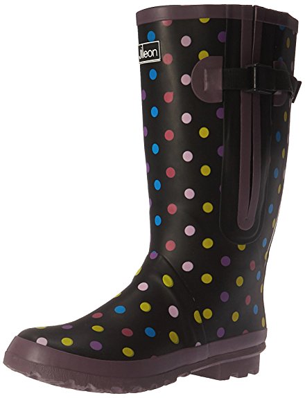 Extra Wide Calf Spotty Rain Boots for Women, fit up to 21 inch calf, Knee High Waterproof
