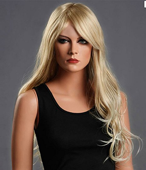 Sexy Women Long Wavy Curly Full Wigs Party Hair Cosplay Wig (Blonde) NW01