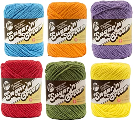 Lily Sugar n' Cream 6 Pack Bundle Solid Color Red Yellow Blue Purple Green Orange