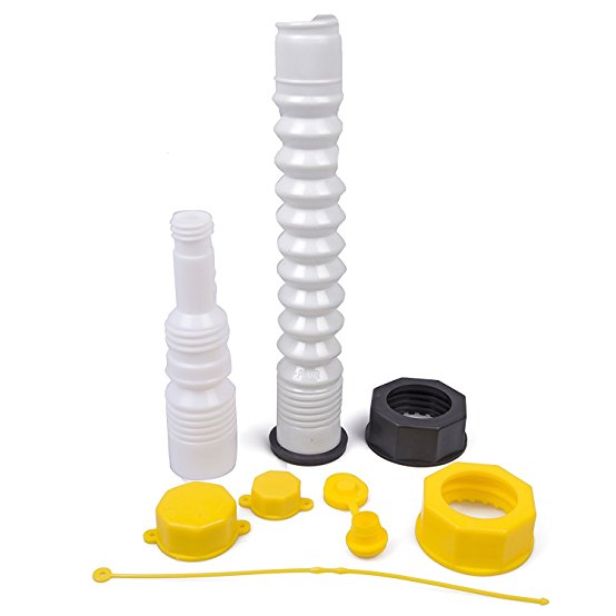 Gas Can Replacement Spout Kit - Update Your Old Can Or Water Jug - 2 EZ POUR Spouts, 7 Piece Kit