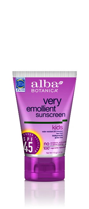 Alba Botanica Very Emollient, Kids Sunscreen SPF 45, 4 Ounce