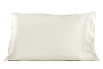 Solid Silk Pillowcase (Natural White, Queen Standard) Pure Mulberry Silk Pillowcases HS0001-NWH-Q