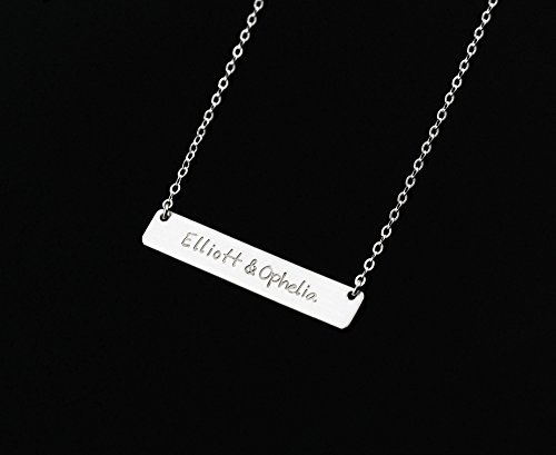 Custom Engraved Name Plate Necklace . Solid Sterling Silver . Personalized Jewelry . Couples Initials . Children Names
