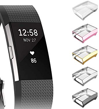 Fibit Charge 2 Screen Protector, Cuteey Slim Soft Full Cover Case for Fitbit Charge 2 Smart Watch Accessories