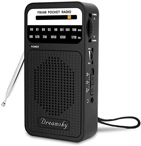 DreamSky Pocket Radios, Battery Operated AM FM Radio with Loud Speaker, Great Reception, Earphone Jack, Best Gifts for Elderly, Portable Transistor Radio for Walking, Camping