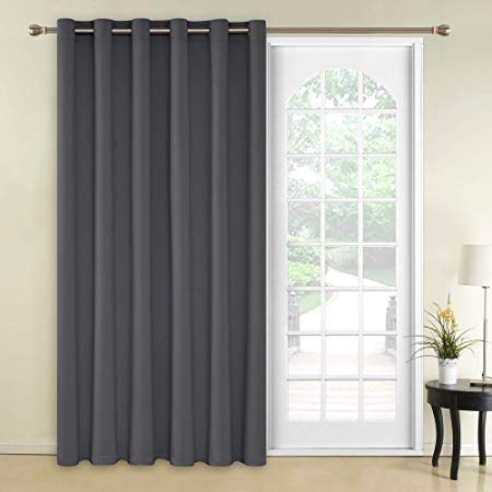 Deconovo Blackout Curtains 1 Panel Wide Width Curtain Room Darkening Shades Thermal Insulared Blinds Room Divider Curtain for Bedroom 80 x 84 Inch Dark Grey 1 Drape