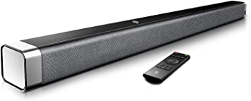 Bomaker Soundbar, 37 Inch 2.0 TV Sound Bar with Built-in Subwoofer, 120dB, 3D Surround Sound for 4K & HD & Smart TV, Wireless Bluetooth, 4 EQ Modes, Remote Control, Optical, RCA Cable Included