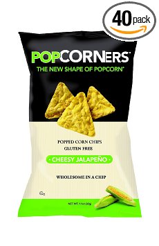 Medora Snacks Popcorners Popped Corn Chips Cheesy Jalapeno 11-Ounce Pack of 40