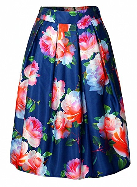 Alaroo Women's Printed Pleated Flared Midi Skirt