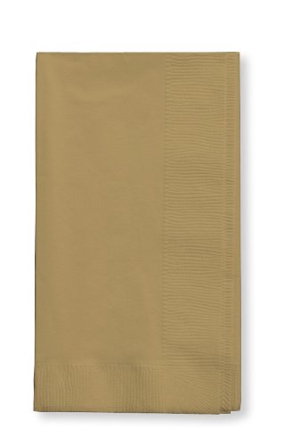 Creative Converting 673276B Touch of Color 2-Ply 50 Count Paper Dinner Napkins, Glittering Gold