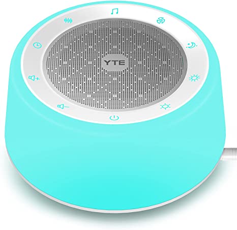 YTE White Noise Machine, Sleep Sound Machine with 30 Soothing Sounds, 7 Color Baby Night Lights, Full Touch Control, Timer and Memory Features, Portable Sound Machine for Baby, Adults, Bedroom Travel