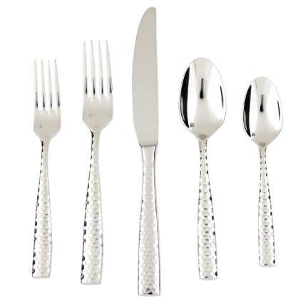 Fortessa Lucca Faceted 1810 Stainless Steel Flatware Set Service for 1 5-Piece
