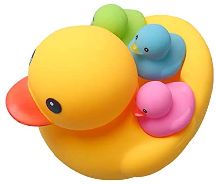AHUA Bath Duck Toys 4 Pcs Colorful Rubber Duck Family Squeak Ducks Baby Shower Toy for Toddlers Boys Girls 3 Months  (Colorful Duck Family)