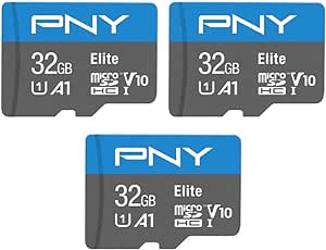 PNY 32GB Elite Mobile Accessories Class 10 U1 V10, A1 microSDHC Flash Memory Card for Mobile Devices - 100MB/s, Full HD, UHS-I, micro SD 3-Pack