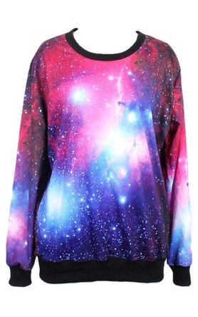 ACEVOG Women's Galaxy Print Roll Neck Pullover Sweatshirt Tracksuit Tops Outwear