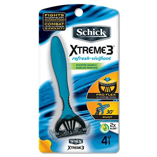 Schick Xtreme 3 Refresh Disposable Razor with Scented Handle, 4 Count (Pack of 2)