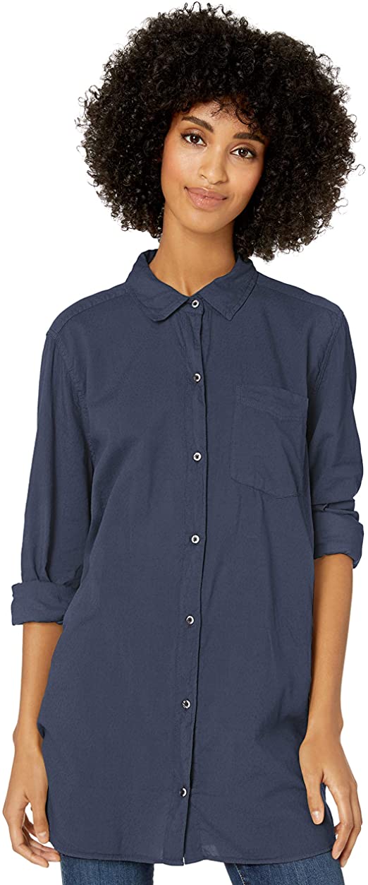 Amazon Brand - Goodthreads Women's Lightweight Poplin Long-Sleeve Button-Front Tunic Shirt