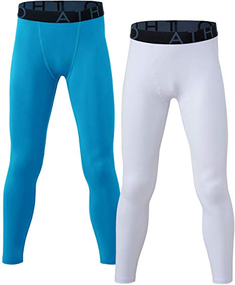 ATHLIO Boy's (Pack of 1 or 2) Cool Dry Compression Pants Active Sports Baselayer