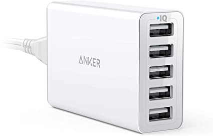 Anker 40W 5-Port USB Wall Charger, PowerPort 5 for iPhone Xs/XS Max/XR/X/8/7/6/Plus, iPad Pro/Air 2/Mini, Galaxy S9/S8/Plus/Edge, Note 8/7, LG, Nexus, HTC and More