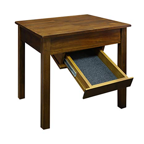 Casual Home 615-15 Kennedy End Table with Concealed Drawer, Concealment Furniture, Warm Brown