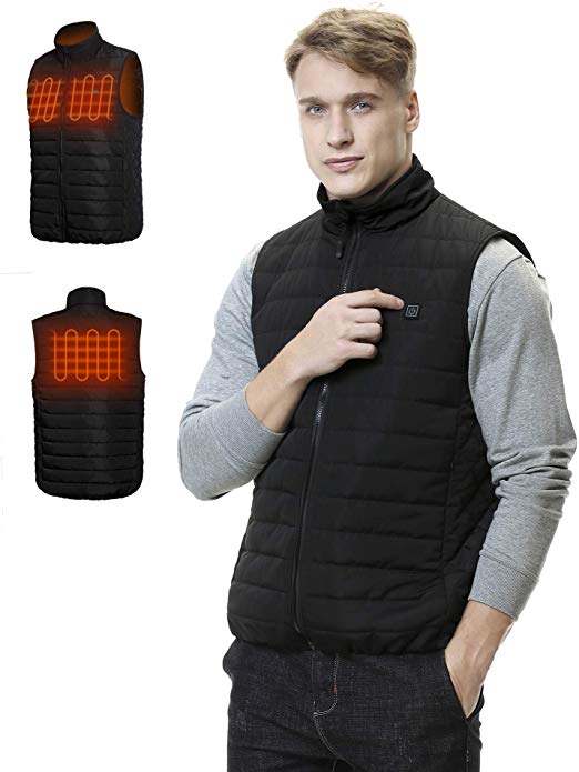 NORA TWIPS Men's Heated Vest 5V Electric Heating Vest with Battery Pack (S-XXL)