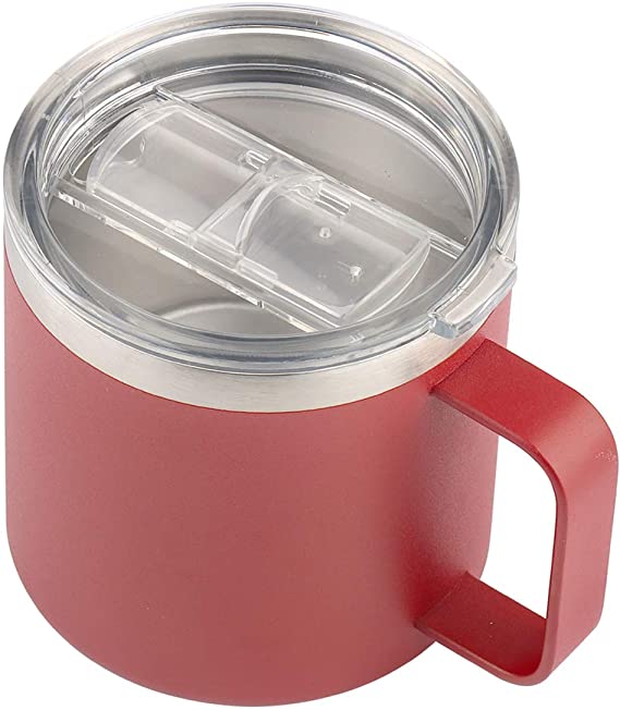 Sivaphe 14 oz Stainless Steel Coffee Mug with Lid and Handle, Double Wall Vacuum Insulated Tumbler, Perfect for Home and Office Keep Hot or Cold for Hours (Red)