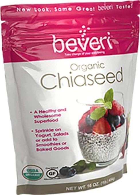 Beveri Nutrition Organic Whole Chia Seed, 16 Oz, 6 Count