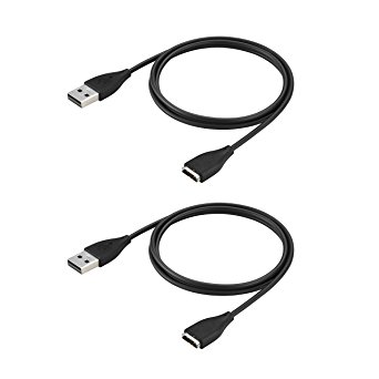 Fitbit Surge Charger, Getwow 2-Pack 3.3ft / 1m Replacement USB Charger Cable for Fitbit Surge Fitness Superwatch (Black)