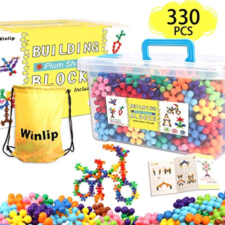 330 pcs Building Blocks, Educational Building Toys Stem Toys Building Discs Sets Interlocking Solid Plastic for Preschool Toddlers Girls and Boys by Winlip