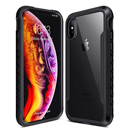iPhone Xs Max Case, XchuangX Defender iPhone Case, Rugged Anodized Aluminum, TPU, Clear PC, Military Grade Metal Protective Case for Apple iPhone Xs Max (Black)