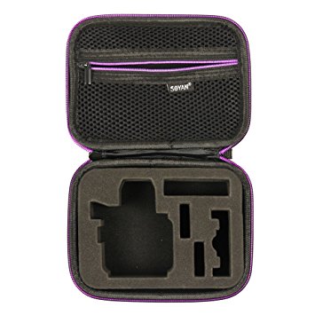 Soyan Small Carrying Case for GoPro Hero 5/4/3 /3/2/1 Sports Action Camera and Accessories (Black and Purple)