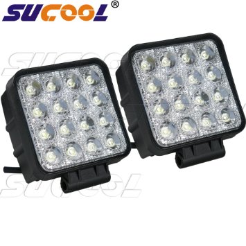 Sucool 2pcs One Pack 4 Inch Square 48w Led Work Light Off Road Flood Lights Truck Lights 4x4 Off Road Tractor Jeep Work Lights Fog Lamp for Jeep Cabinboatsuvtruckcaratvvehiclesautomativejeepmarine