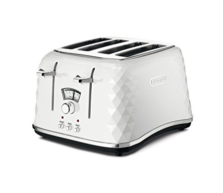 De'Longhi CTJ4003.W Brillante Faceted 4 Slice Toaster - White