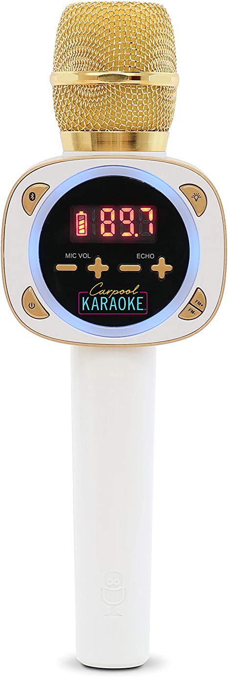 Singing Machine CPK545, Official Carpool Karaoke, The Mic, Bluetooth Microphone for Cars, White